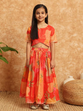 Orange Yellow Cotton Lehenga Girl